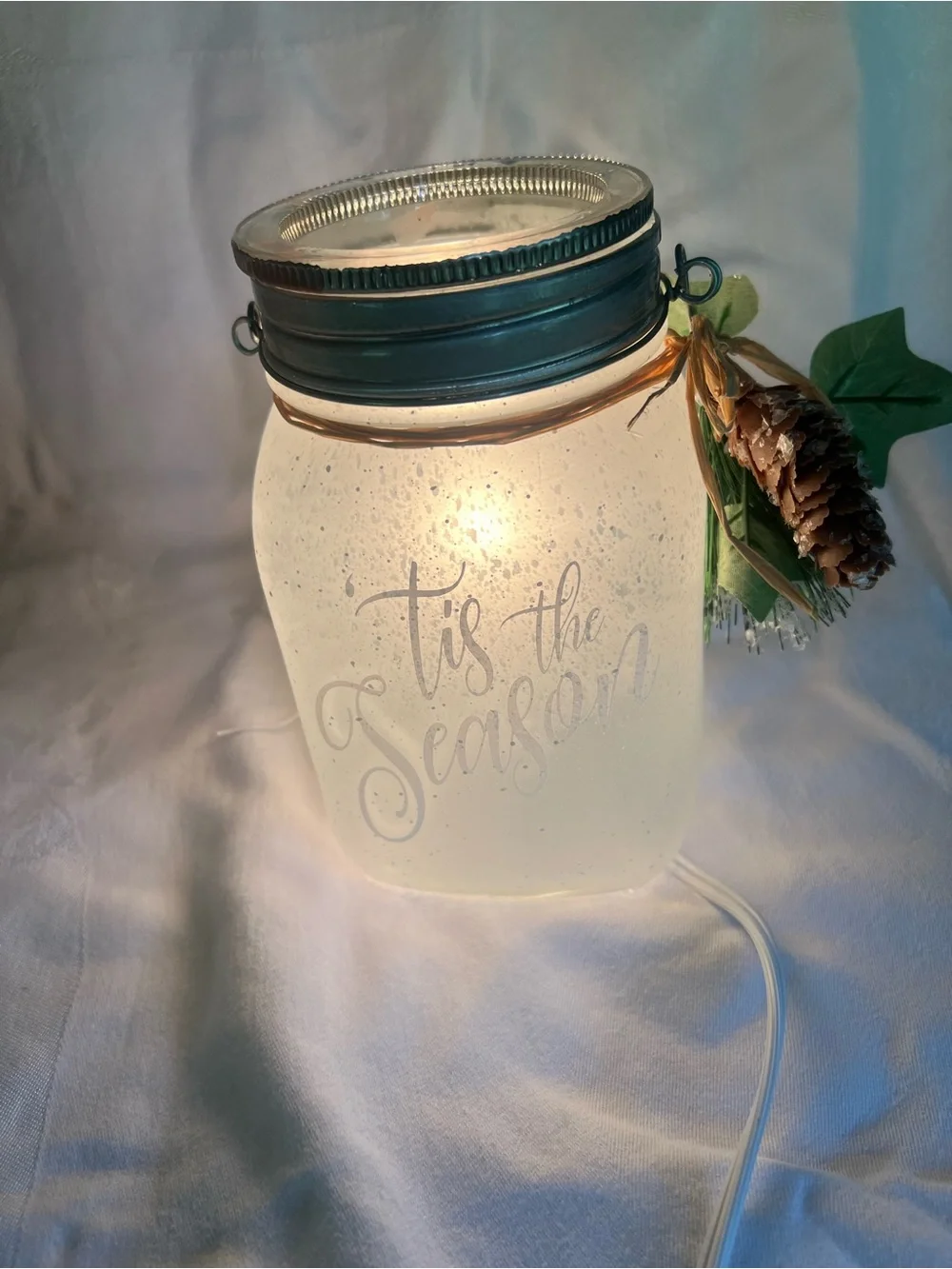 Scentsy Gray Frosted 'Tis the Season Mason Jar Warmer